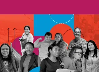 A graphic featuring women from Latin America and the Caribbean