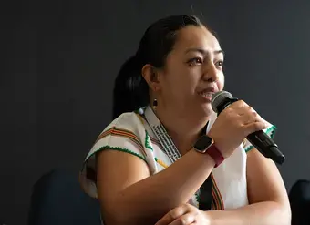 Robie Halip at the “Regional Conference Highlighting the Voices of Indigenous Women and Youth for a Just and Sustainable Energy Transition” co-organized by UN Women in Bangkok, Thailand in September 2024.  Photo Courtesy of the Right Energy Partnership with Indigenous Peoples
