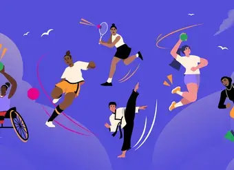 Illustration of diverse female athletes