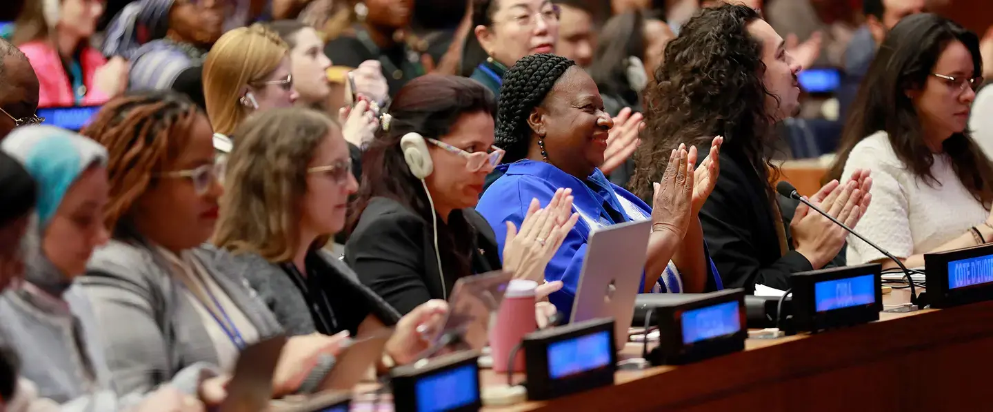 Scene from the closing of the 69th session of the Commission on the Status of Women, held at United Nations Headquarters on 21 March 2025. Photo: UN Women/Ryan Brown.